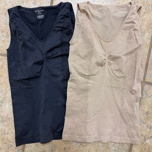 Skinnygirl Dark Gray And Tan Compression Shaping Tank Tops -set of 2